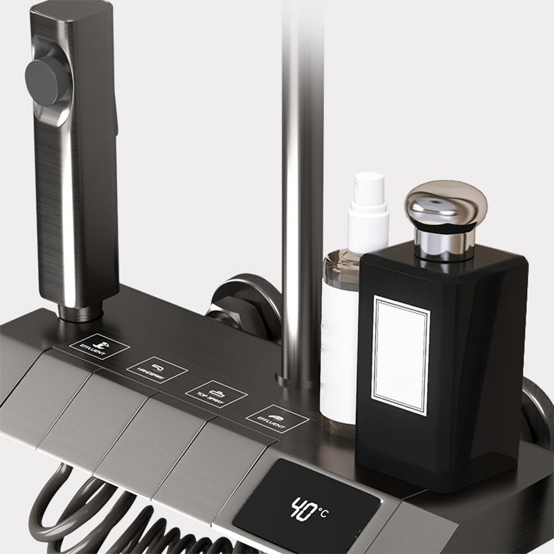 Modern Adjustable Water Flow Square Shower Faucet Shower Hose Shower System on Wall