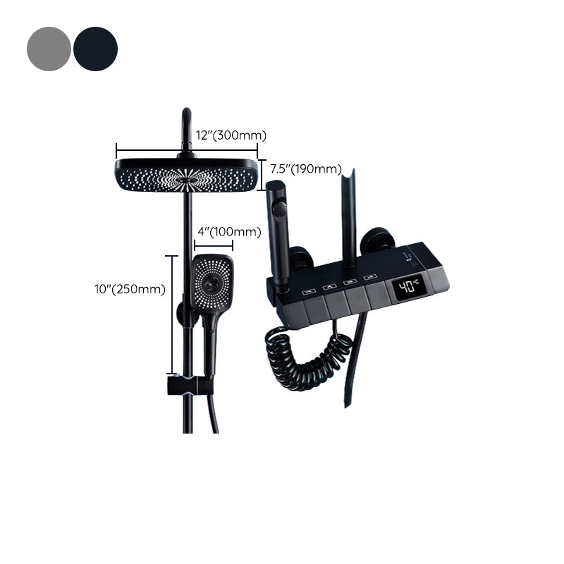 Modern Adjustable Water Flow Square Shower Faucet Shower Hose Shower System on Wall