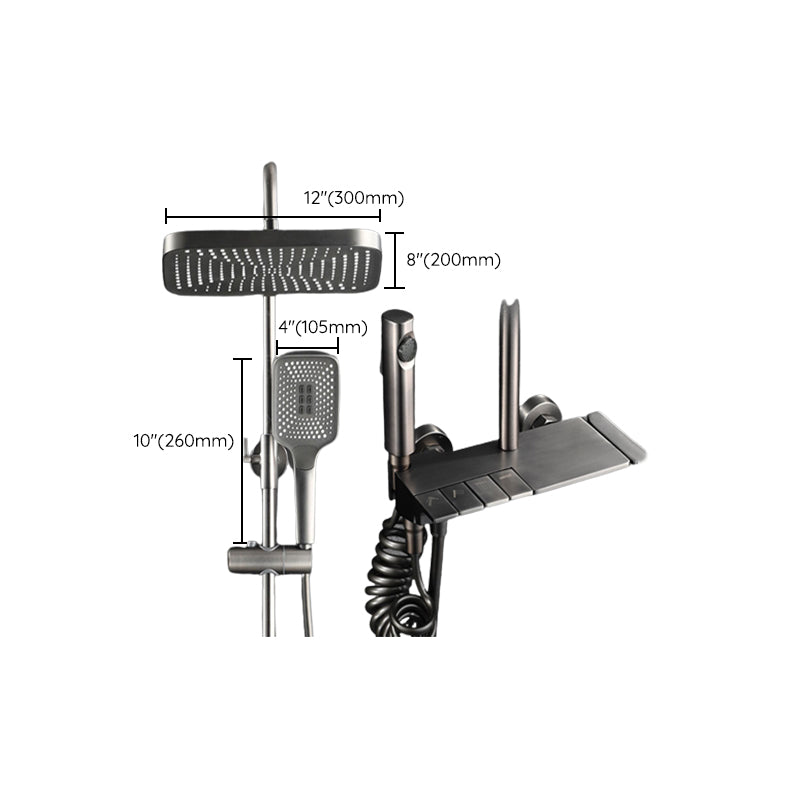 Modern Adjustable Water Flow Square Shower Faucet Shower Hose Shower System on Wall