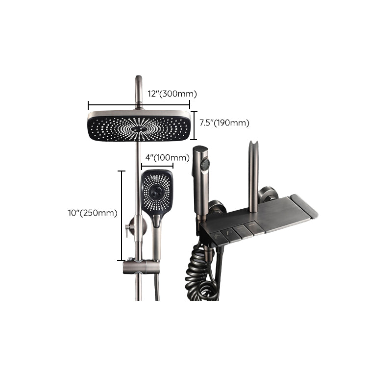 Modern Adjustable Water Flow Square Shower Faucet Shower Hose Shower System on Wall