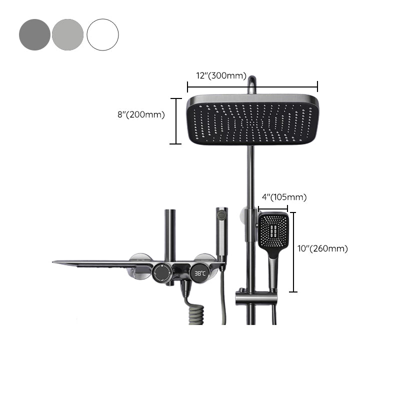 Modern Adjustable Water Flow Square Shower Faucet Shower Hose Shower System on Wall