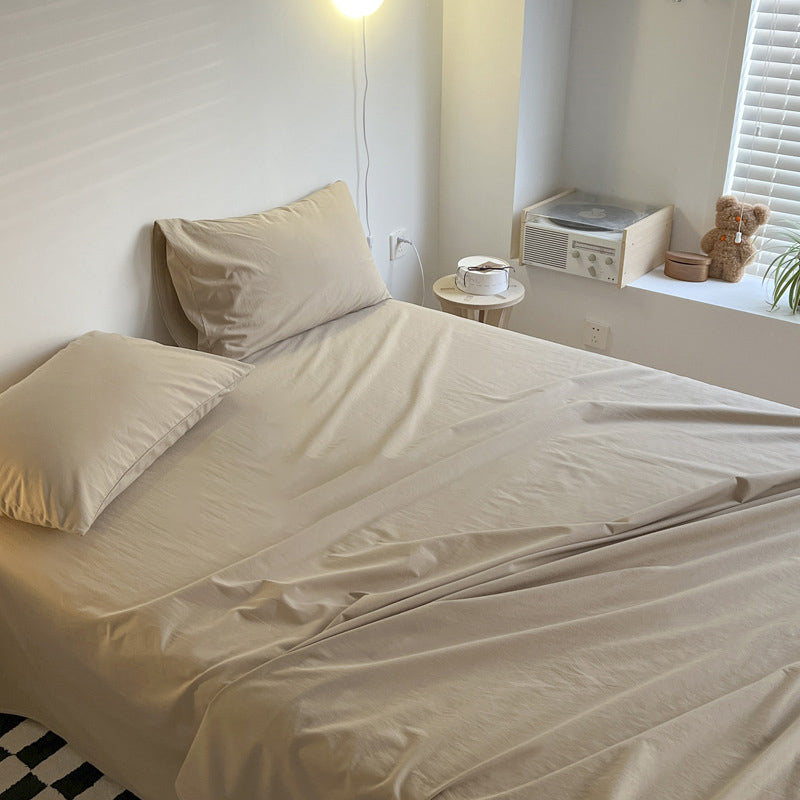 Cotton Twill Bed Sheet Set Low Pocket Fitted Sheet Solid Color Sheet