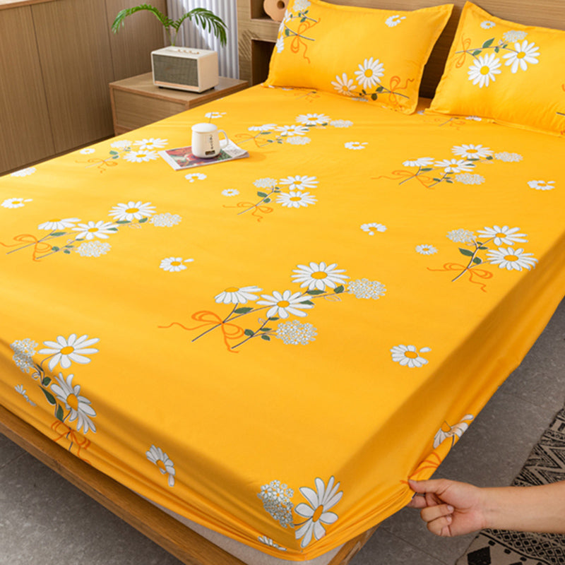 Fancy Cotton Sheet Sets 1-Piece Flower Pattern Wrinkle Resistant Bed Sheet