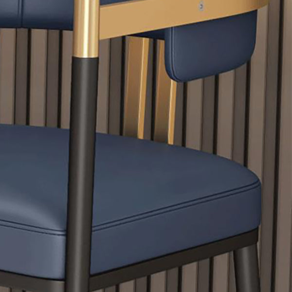 Leather Bar Stool Glam Backrest Counter Stool for Living Room with Black Legs