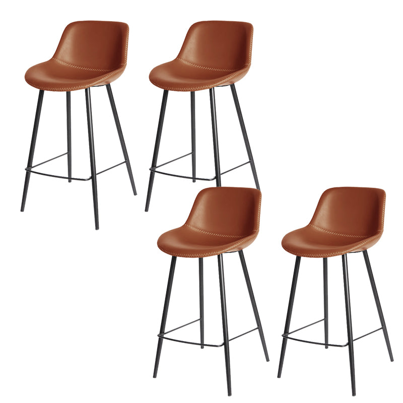 Leather Bar Stool Modern Backrest Counter Stool for Bristol with Metal Legs