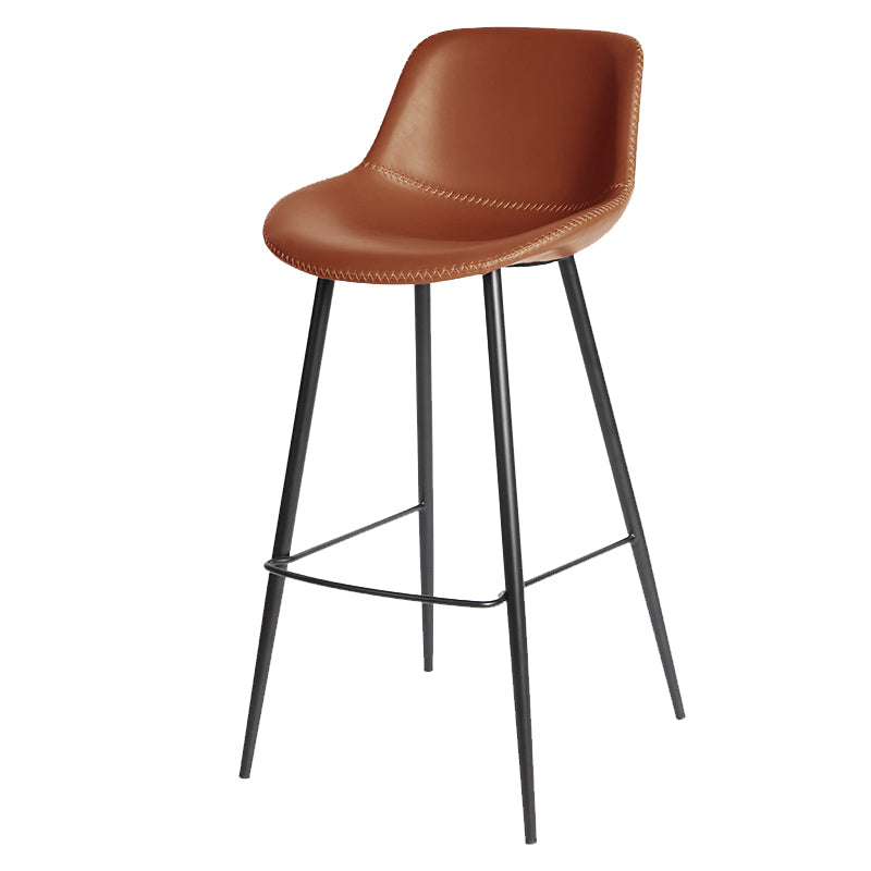 Leather Bar Stool Modern Backrest Counter Stool for Bristol with Metal Legs
