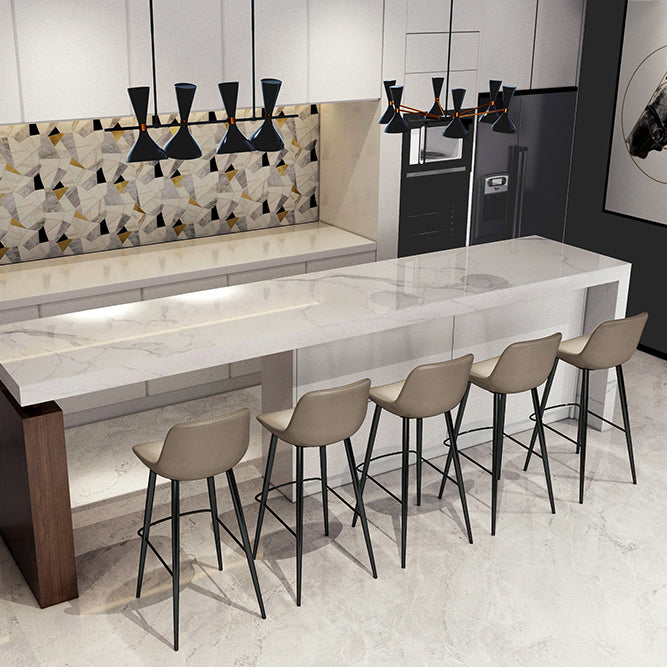 Leather Bar Stool Modern Backrest Counter Stool for Bristol with Metal Legs