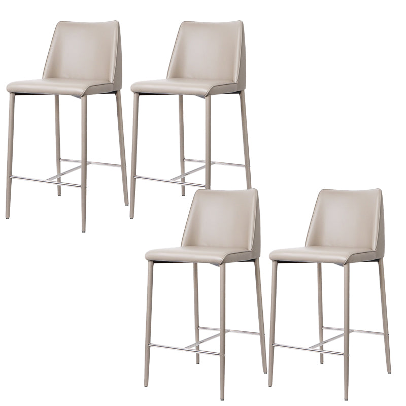Modern Backrest Bar Stool Leather Metal Base Counter Stool for Living Room