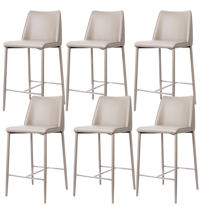Modern Backrest Bar Stool Leather Metal Base Counter Stool for Living Room