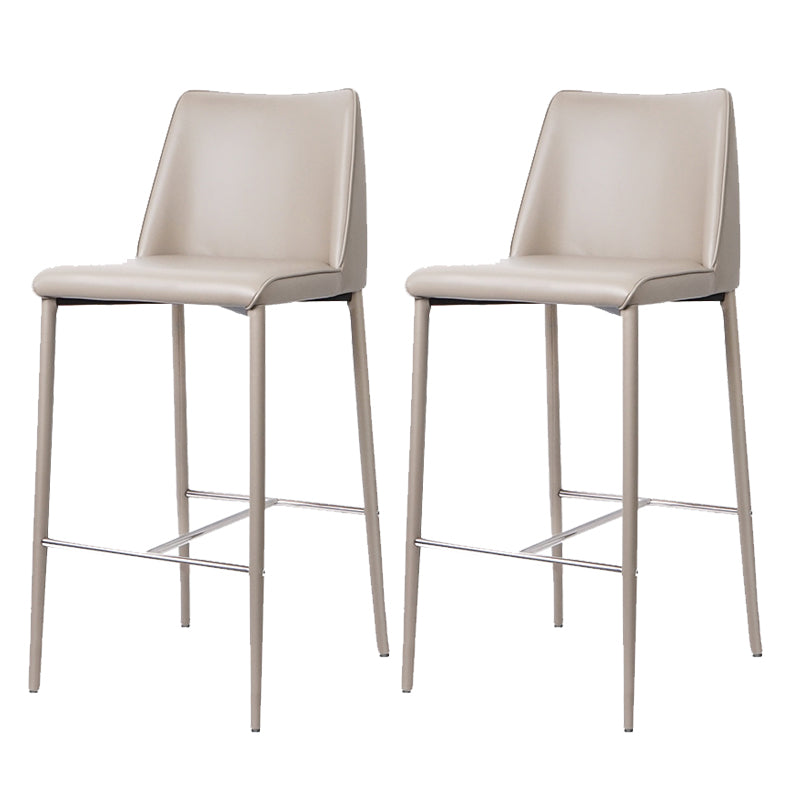 Modern Backrest Bar Stool Leather Metal Base Counter Stool for Living Room