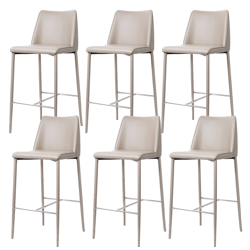 Modern Backrest Bar Stool Leather Metal Base Counter Stool for Living Room