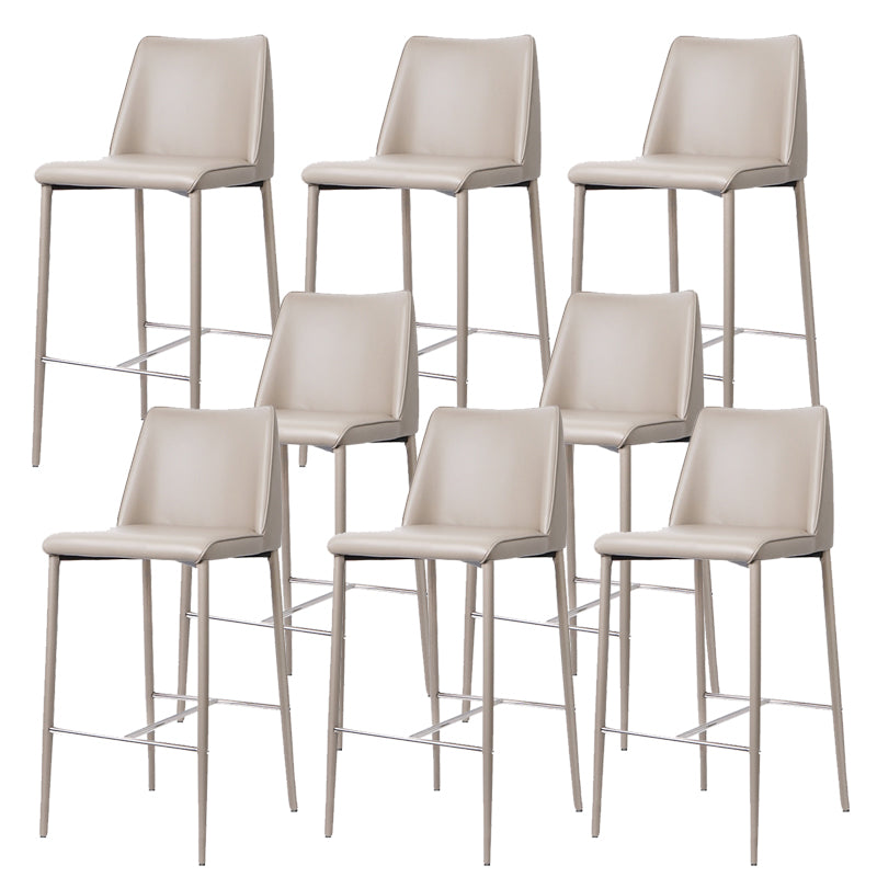 Modern Backrest Bar Stool Leather Metal Base Counter Stool for Living Room