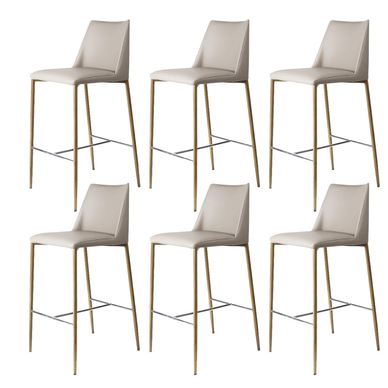 Modern Backrest Bar Stool Leather Metal Base Counter Stool for Living Room
