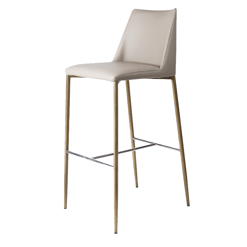 Modern Backrest Bar Stool Leather Metal Base Counter Stool for Living Room