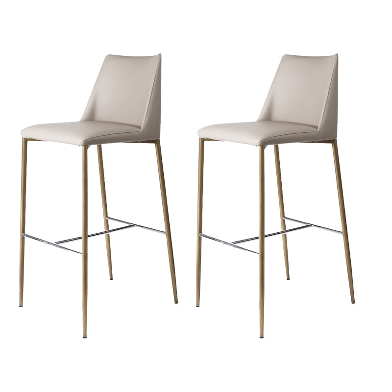 Modern Backrest Bar Stool Leather Metal Base Counter Stool for Living Room