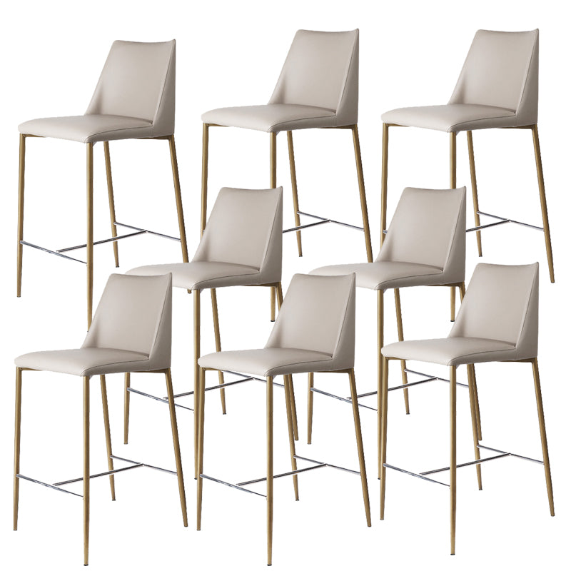 Modern Backrest Bar Stool Leather Metal Base Counter Stool for Living Room