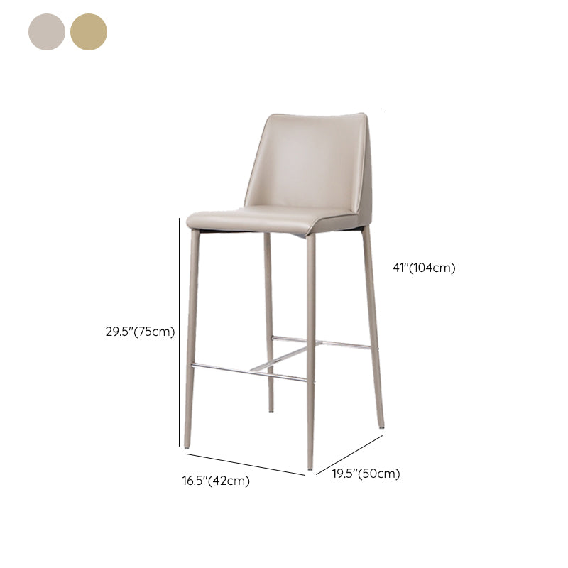 Modern Backrest Bar Stool Leather Metal Base Counter Stool for Living Room
