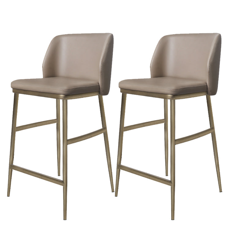 Glam Bar Stool Low Back Leather Counter Stool for Living Room