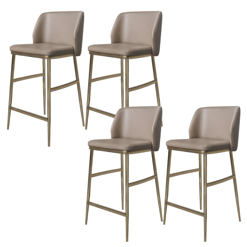 Glam Bar Stool Low Back Leather Counter Stool for Living Room