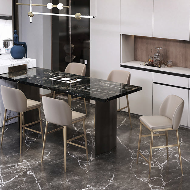 Glam Bar Stool Low Back Leather Counter Stool for Living Room