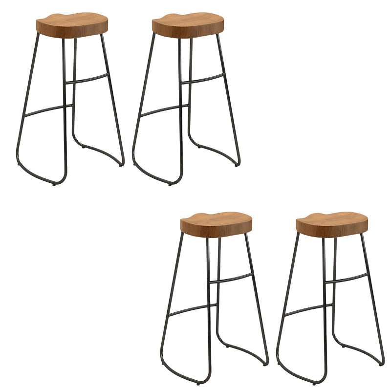 Contemporary Backless Dining Stools Wood Bar Stools with Footrest