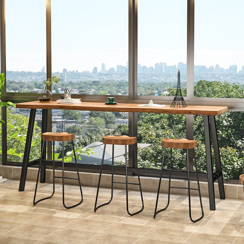 Contemporary Backless Dining Stools Wood Bar Stools with Footrest