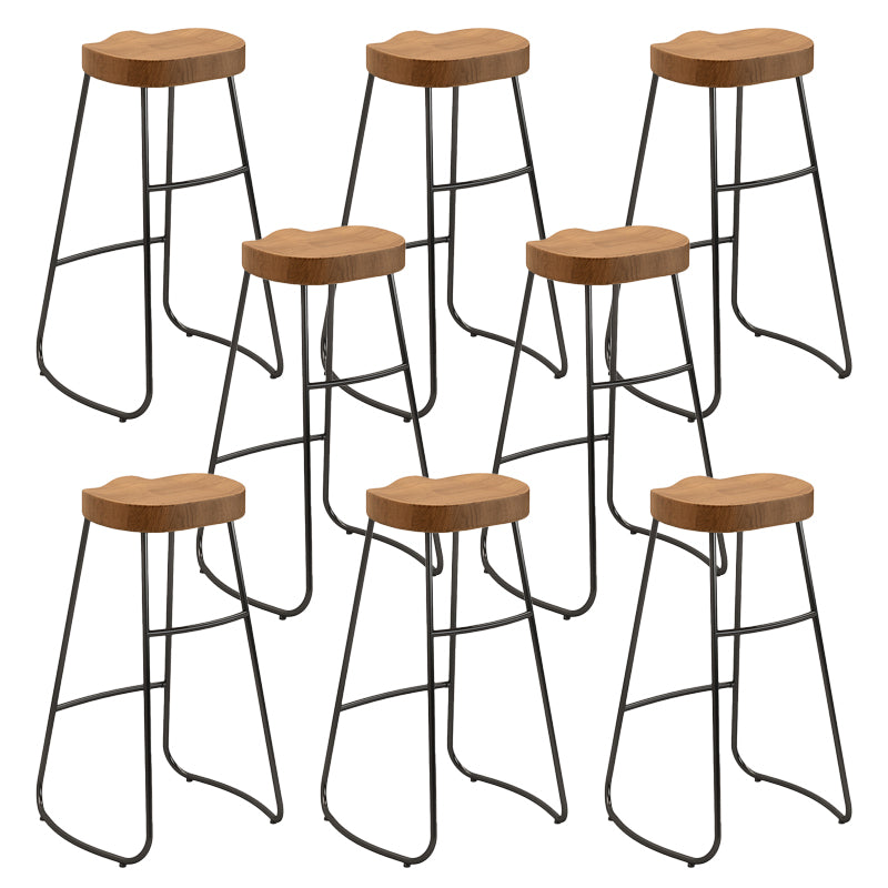 Contemporary Backless Dining Stools Wood Bar Stools with Footrest