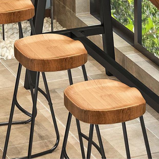 Contemporary Backless Dining Stools Wood Bar Stools with Footrest