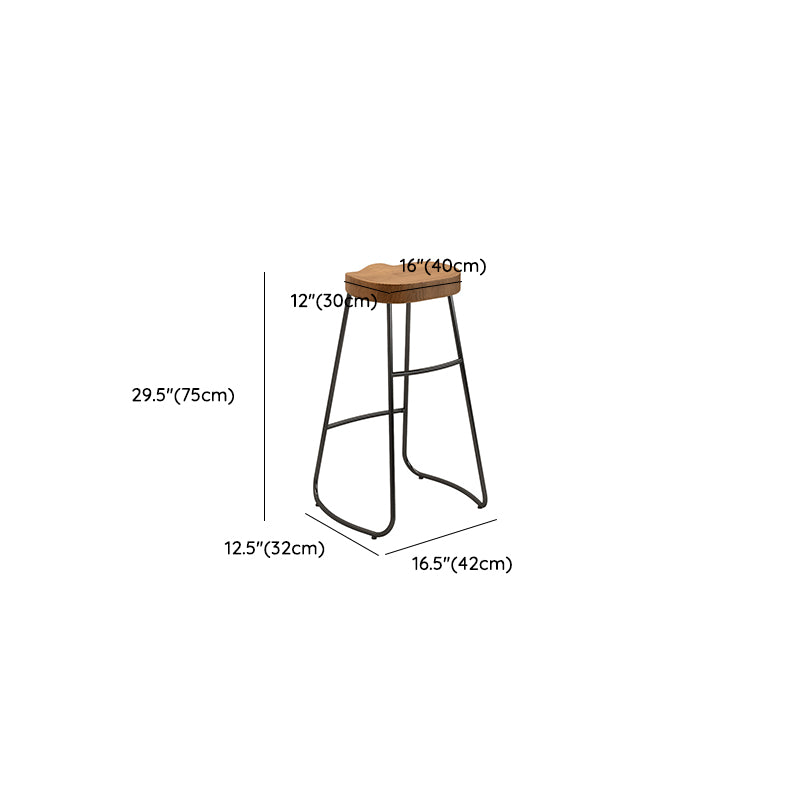 Contemporary Backless Dining Stools Wood Bar Stools with Footrest