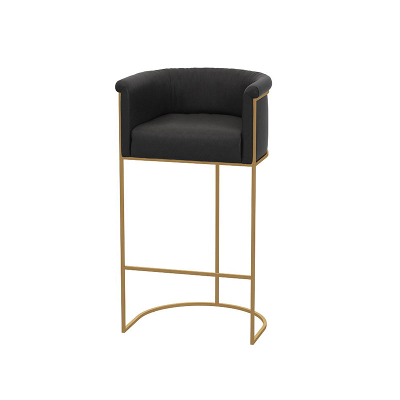 Glam Style Bar Stool Armed Upholstered Bar Stool for Dining Room