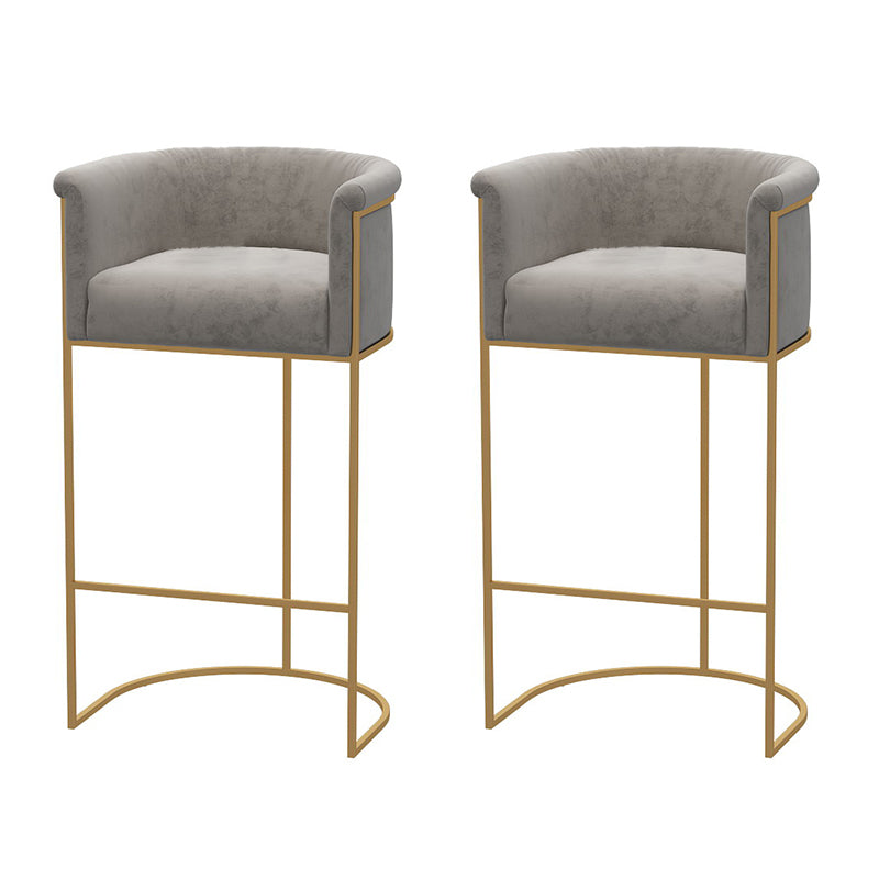 Glam Style Bar Stool Armed Upholstered Bar Stool for Dining Room