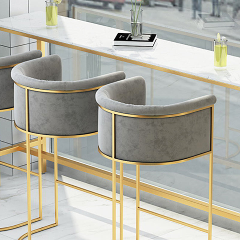 Glam Style Bar Stool Armed Upholstered Bar Stool for Dining Room