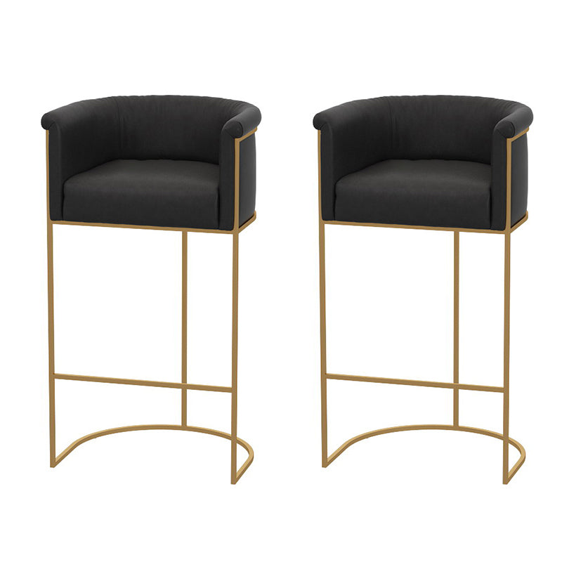 Glam Style Bar Stool Armed Upholstered Bar Stool for Dining Room