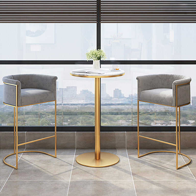 Glam Style Bar Stool Armed Upholstered Bar Stool for Dining Room