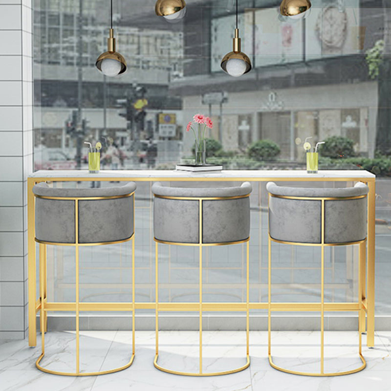 Glam Style Bar Stool Armed Upholstered Bar Stool for Dining Room