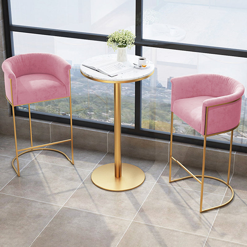 Glam Style Bar Stool Armed Upholstered Bar Stool for Dining Room