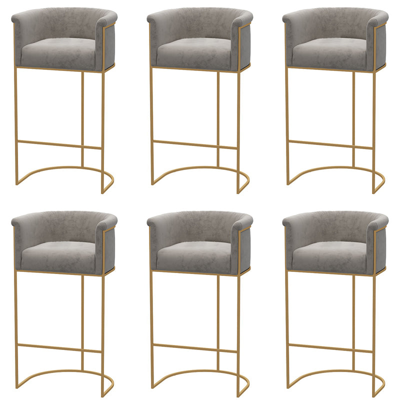 Glam Style Bar Stool Armed Upholstered Bar Stool for Dining Room