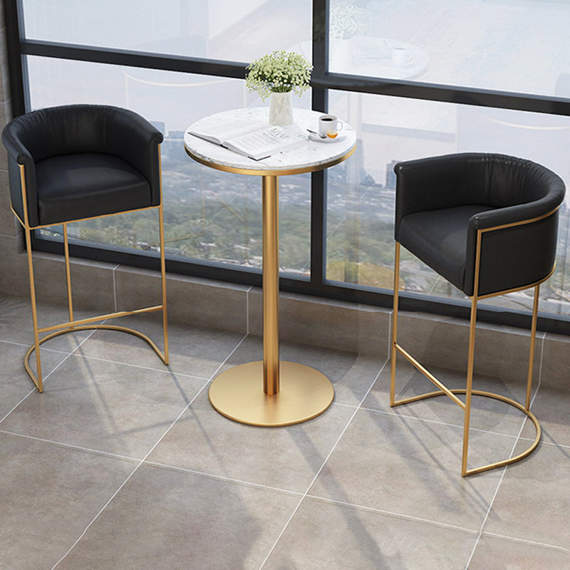 Glam Style Bar Stool Armed Upholstered Bar Stool for Dining Room