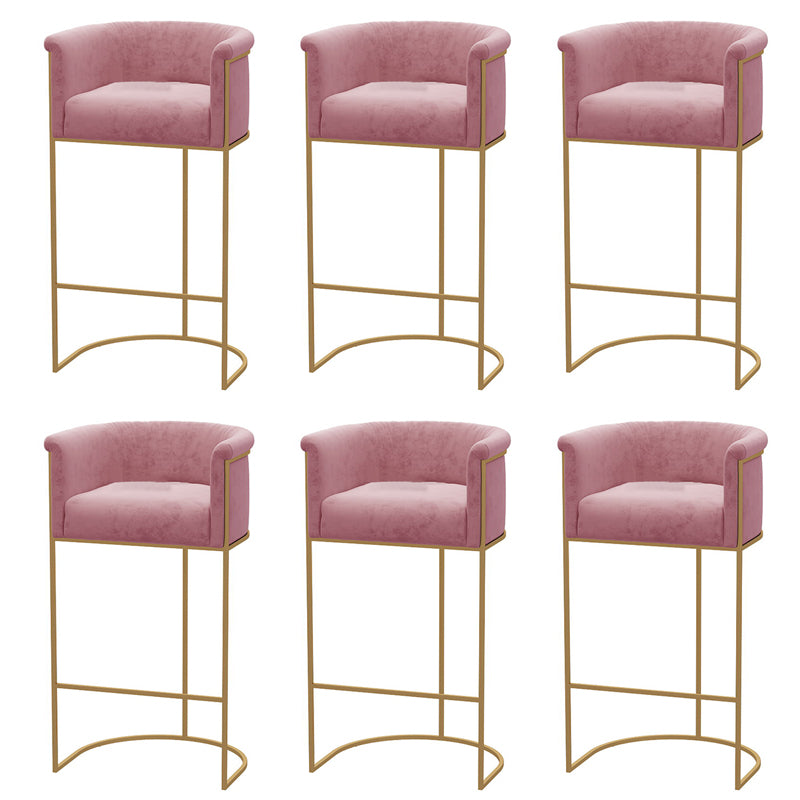 Glam Style Bar Stool Armed Upholstered Bar Stool for Dining Room