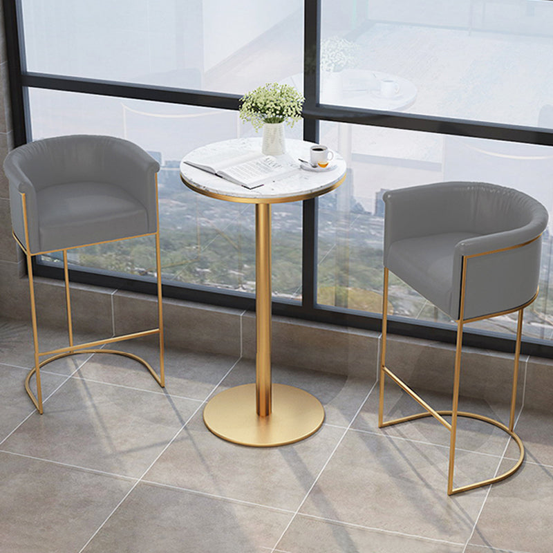 Glam Style Bar Stool Armed Upholstered Bar Stool for Dining Room