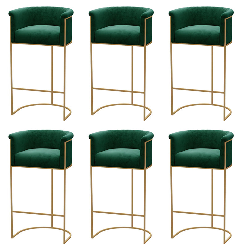 Glam Style Bar Stool Armed Upholstered Bar Stool for Dining Room