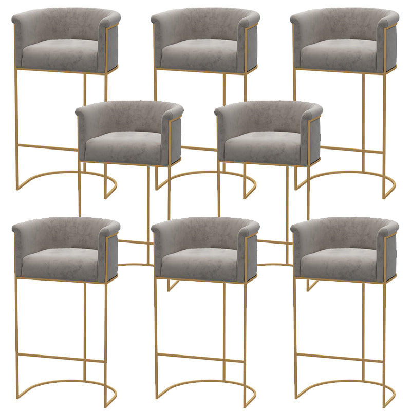 Glam Style Bar Stool Armed Upholstered Bar Stool for Dining Room