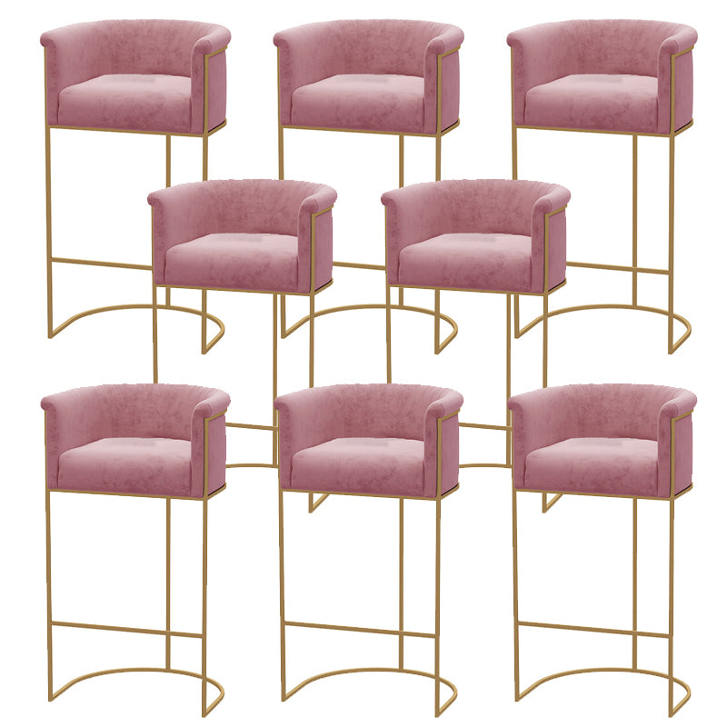 Glam Style Bar Stool Armed Upholstered Bar Stool for Dining Room