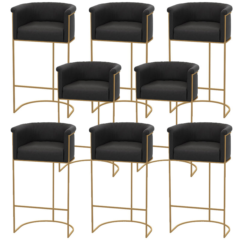 Glam Style Bar Stool Armed Upholstered Bar Stool for Dining Room