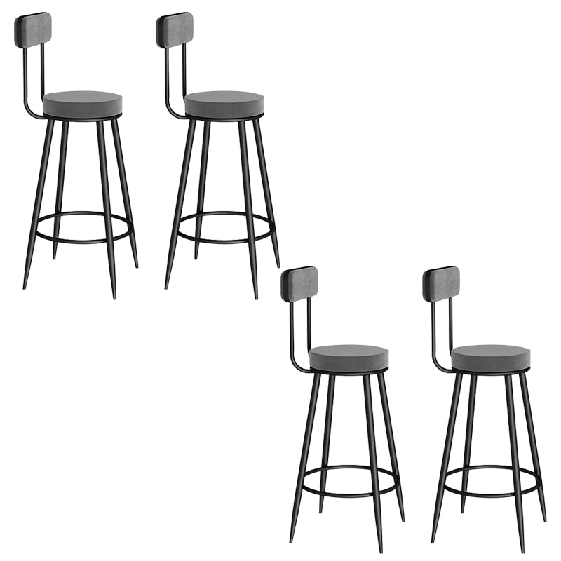 Contemporary Metal Bar Stools Armless Dining Stools with Footrest