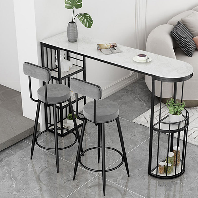 Contemporary Metal Bar Stools Armless Dining Stools with Footrest