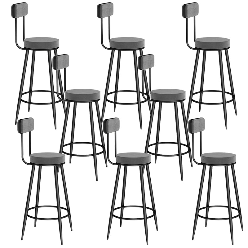 Contemporary Metal Bar Stools Armless Dining Stools with Footrest