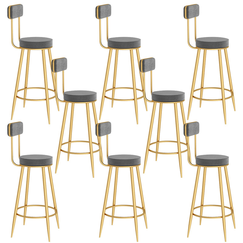 Contemporary Metal Bar Stools Armless Dining Stools with Footrest
