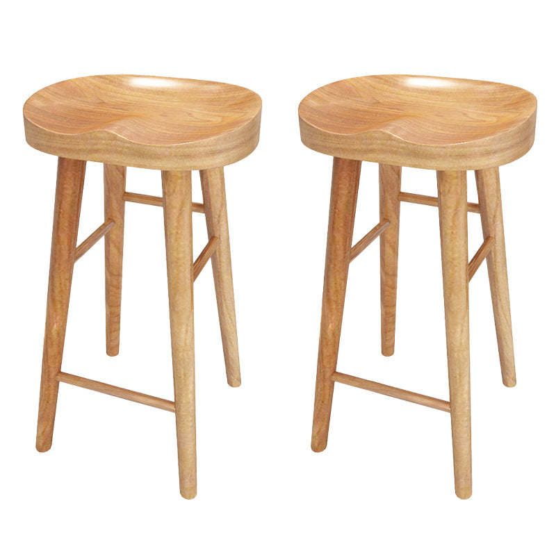 Contemporary Solid Wood Dining Stools Backless Bar Stools with Footrest