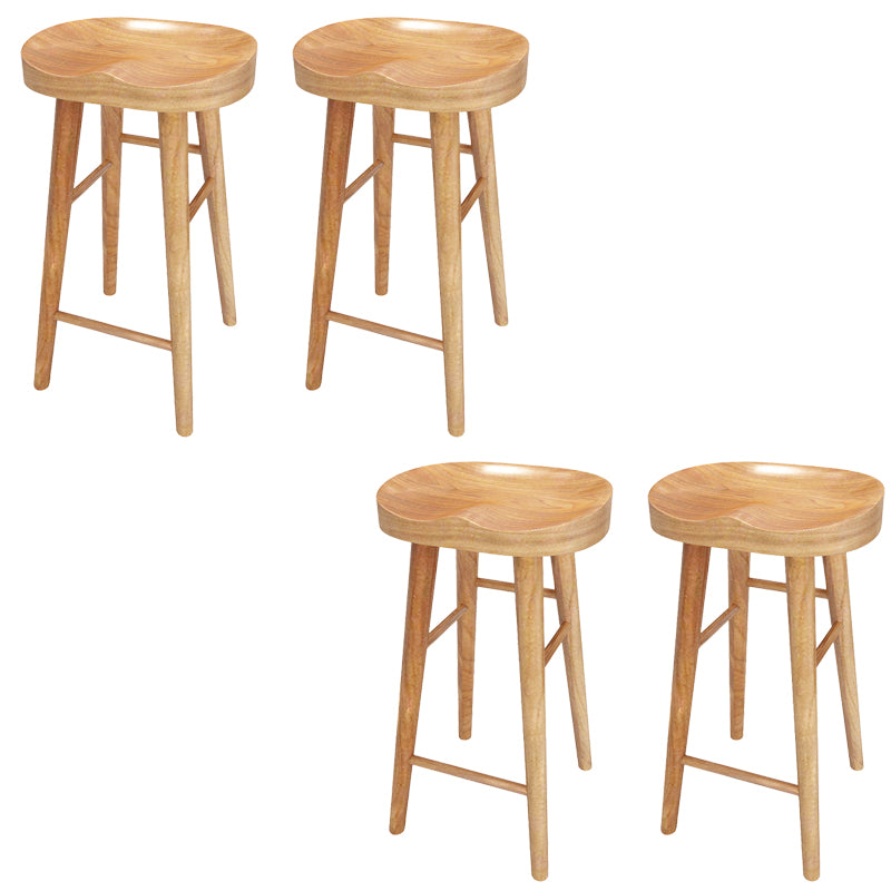 Contemporary Solid Wood Dining Stools Backless Bar Stools with Footrest